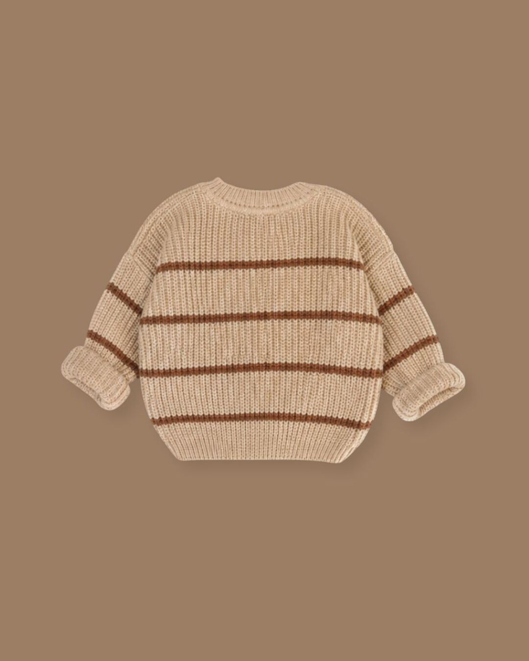 Knitted sweater Happymoon striped beige/chocolate 