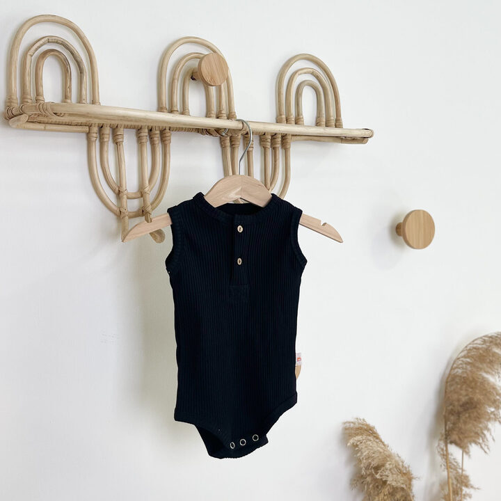 Bodysuit with buttons made of noodles 68-92 cm black 