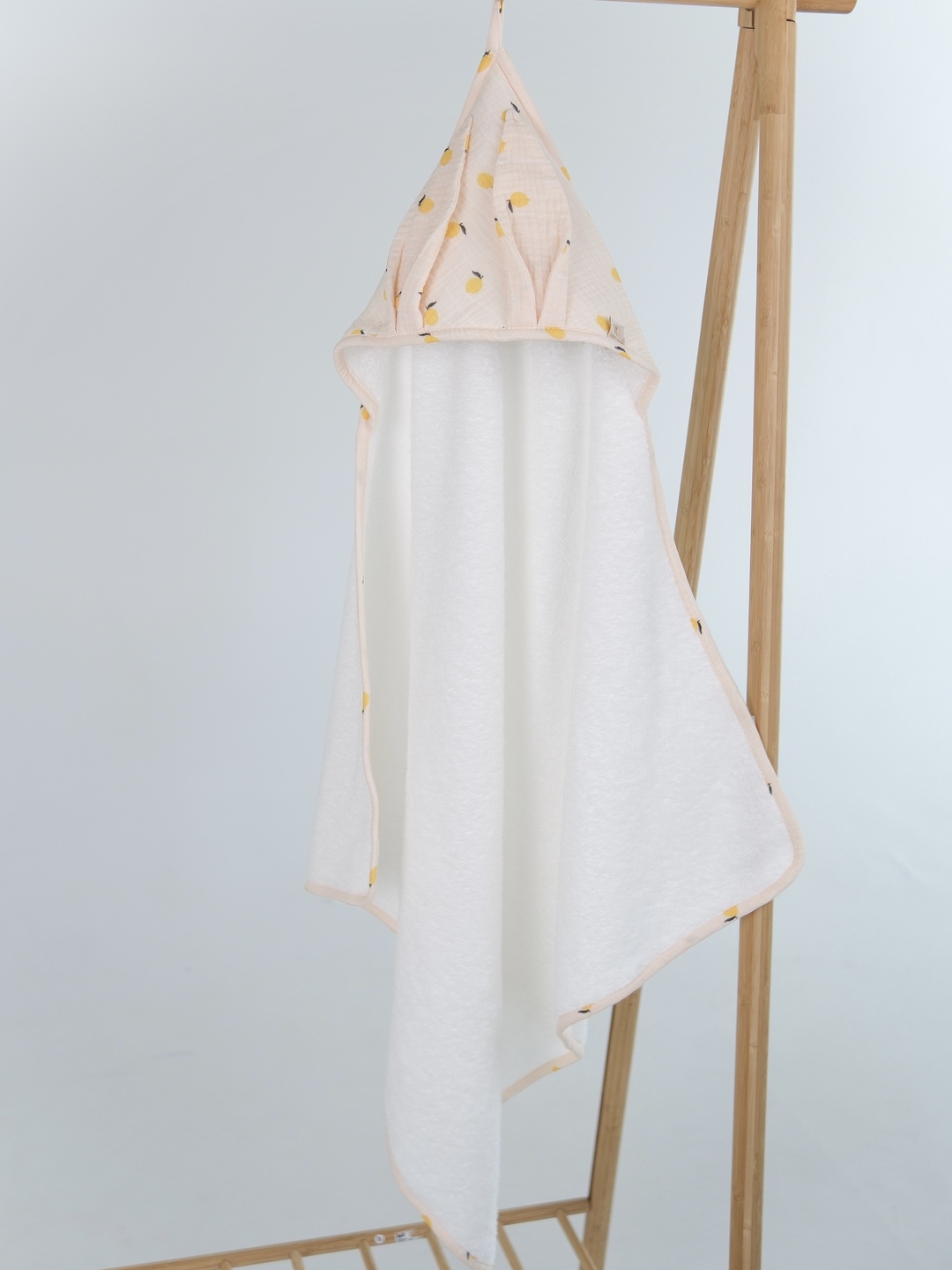 Рушник з капюшоном 75х75 White/Lemon з бавовняної махри. RML 