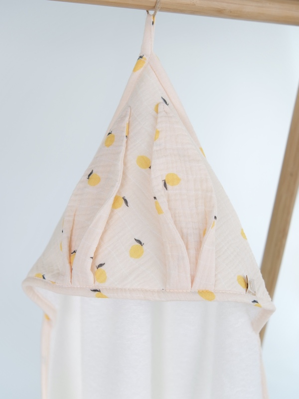 Полотенце с капюшоном 75х75 White/Lemon из хлопковой махры. RML Изображение