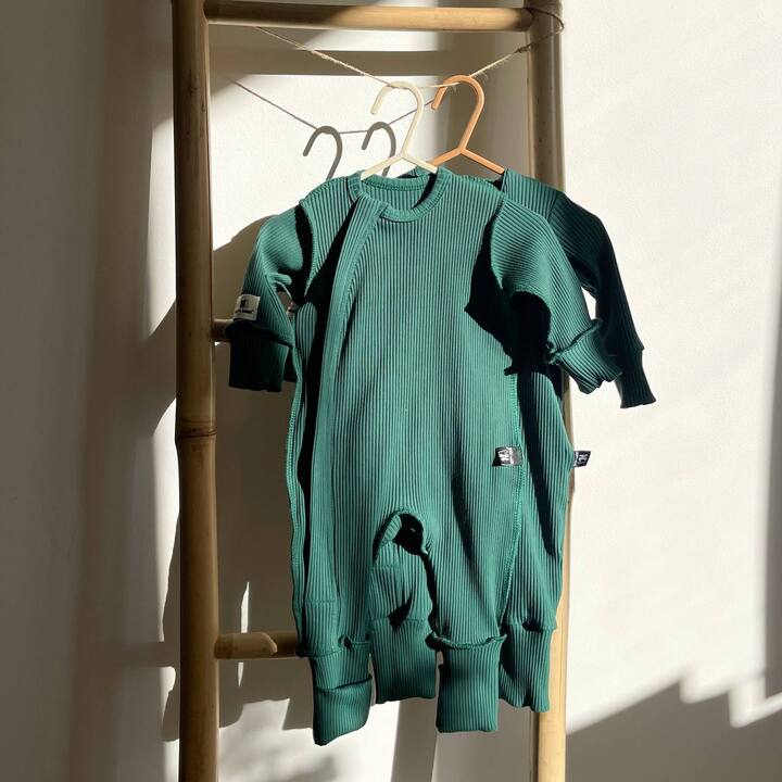 Romper with a zipper made of noodles, emerald, 74-86cm 