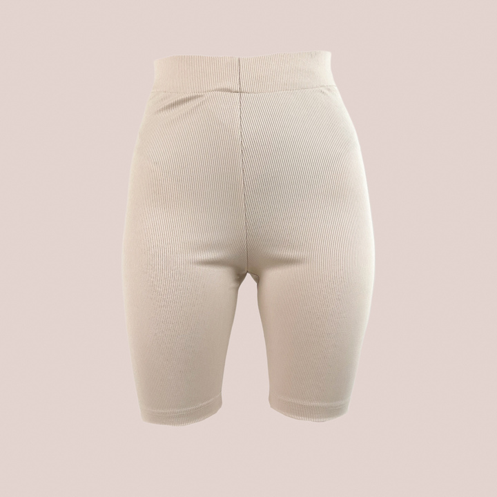 Happymoon ribbed cycling shorts beige 