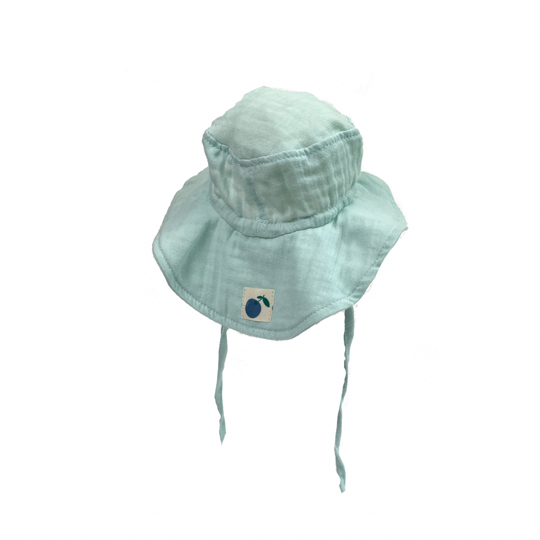 Happymoon Panama with ties made of turquoise muslin 