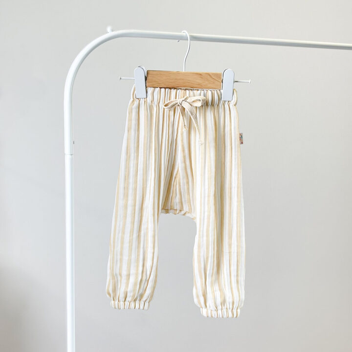 Cream striped muslin pants 