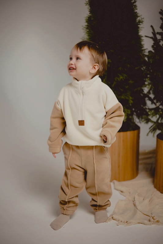 Fleece children's suit caramel with milk. New collection 