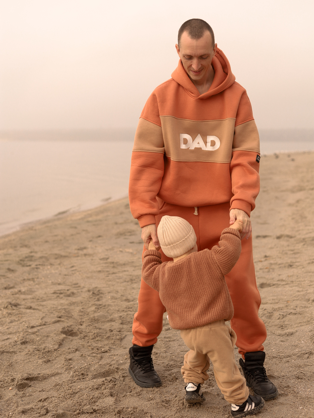 Утепленный худи оверсайз DAD беж/теракот. Новая коллекция Изображение