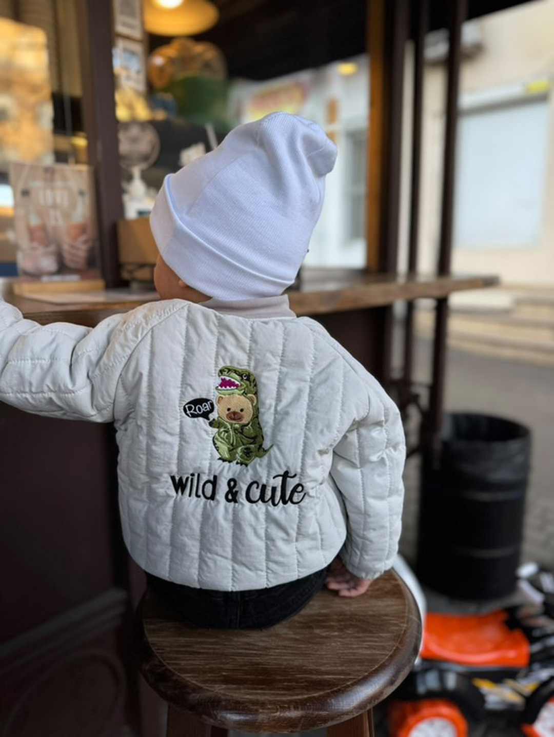 Children's quilted raincoat jacket Dino. New collection 