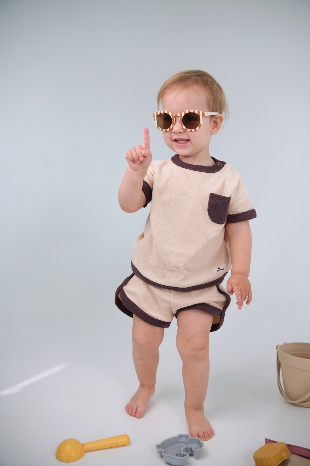 Cream Brulee terry T-shirt and shorts set. New collection 