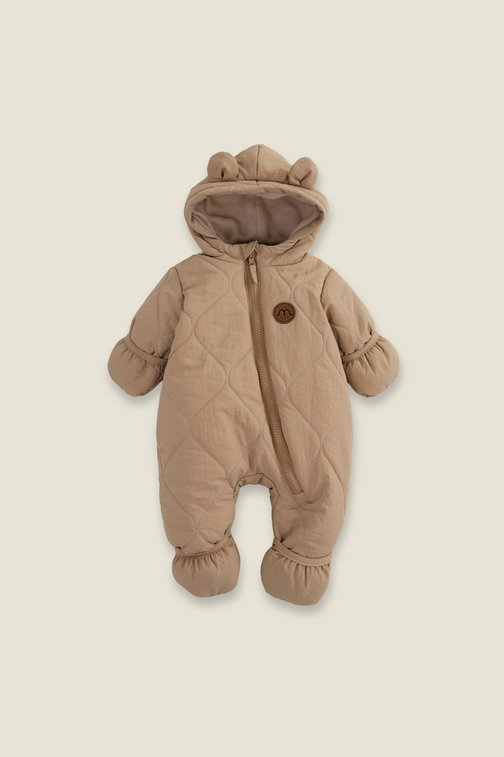 Demi-season overalls made of quilted raincoat Caramel. New collection 