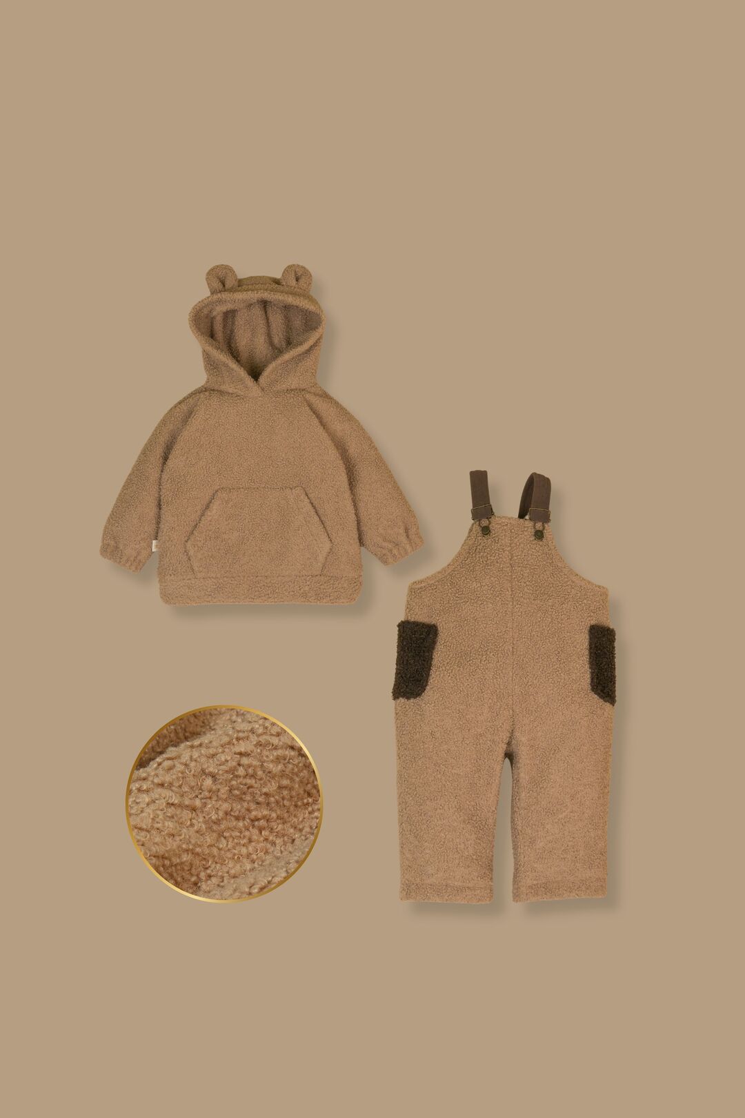 Bear hoodie with insulation caramel. New collection 
