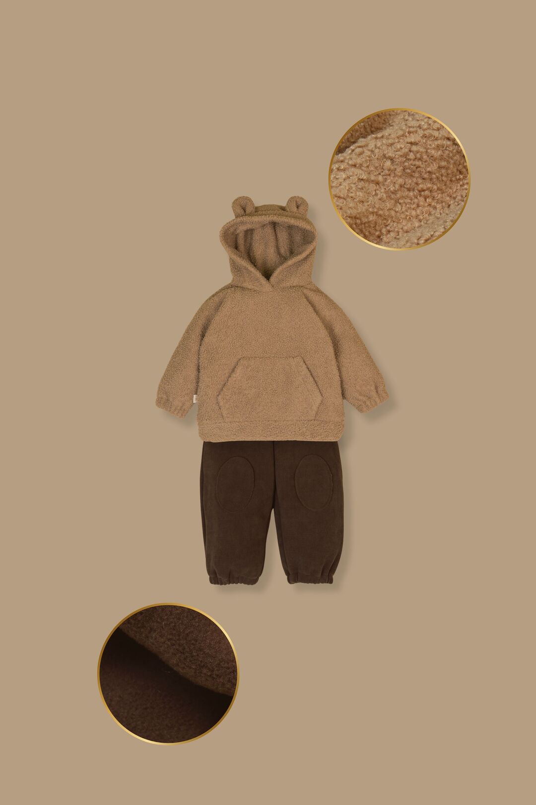 Bear hoodie with insulation caramel. New collection 