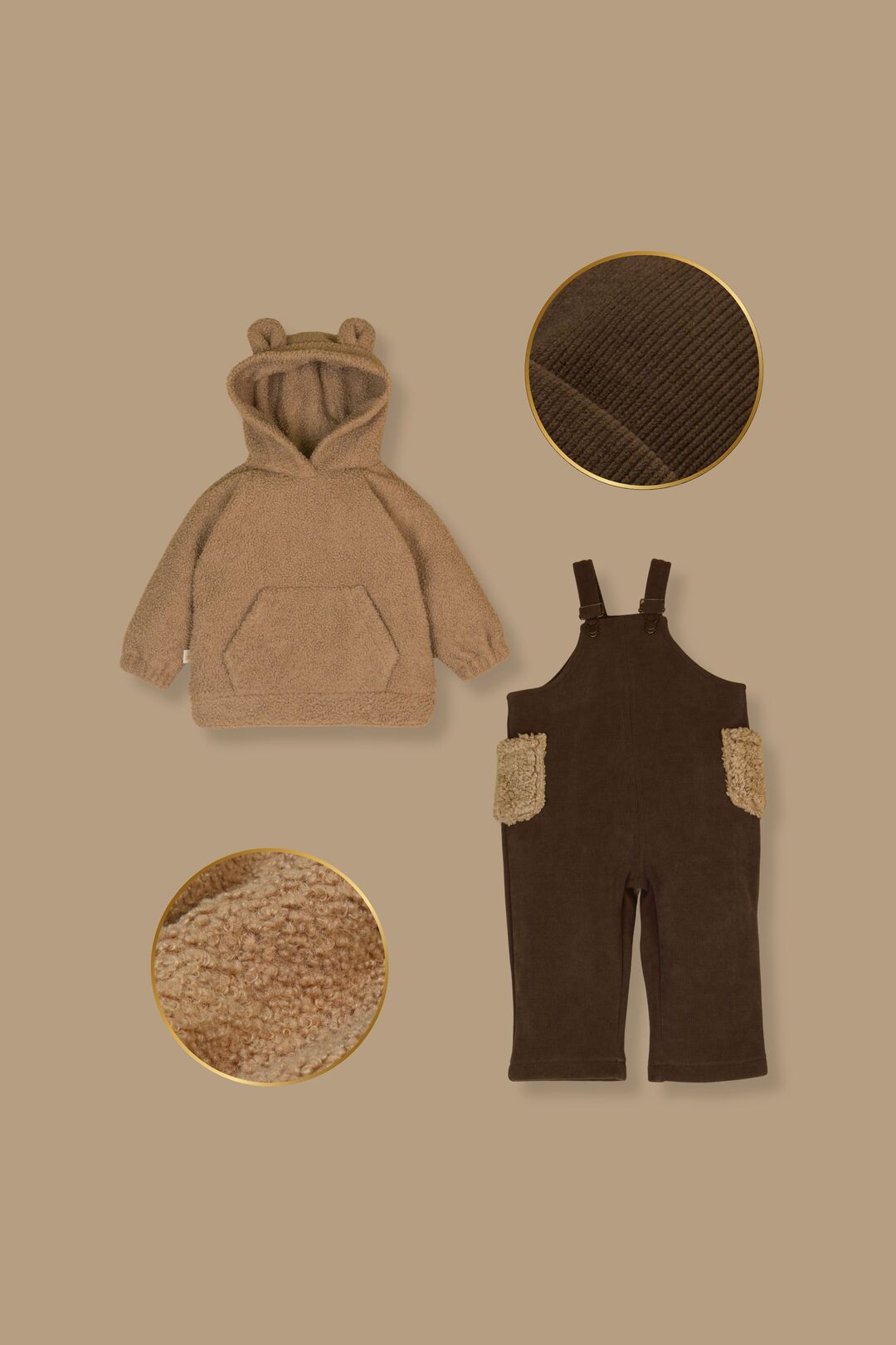 Bear hoodie with insulation caramel. New collection 