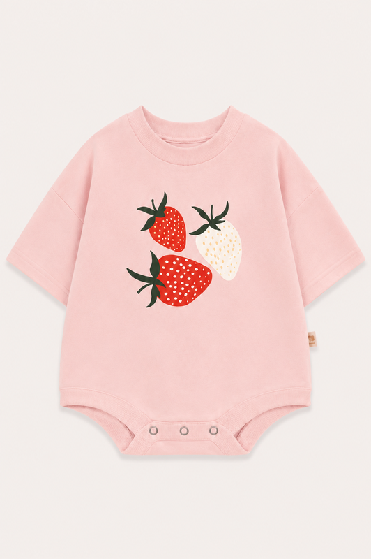 Боди-футболка розовая с двунитки Strawberry. Новая коллекция Изображение