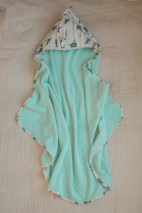 Полотенце с капюшоном 110х110 blue turtle из хлопковой махры Изображение