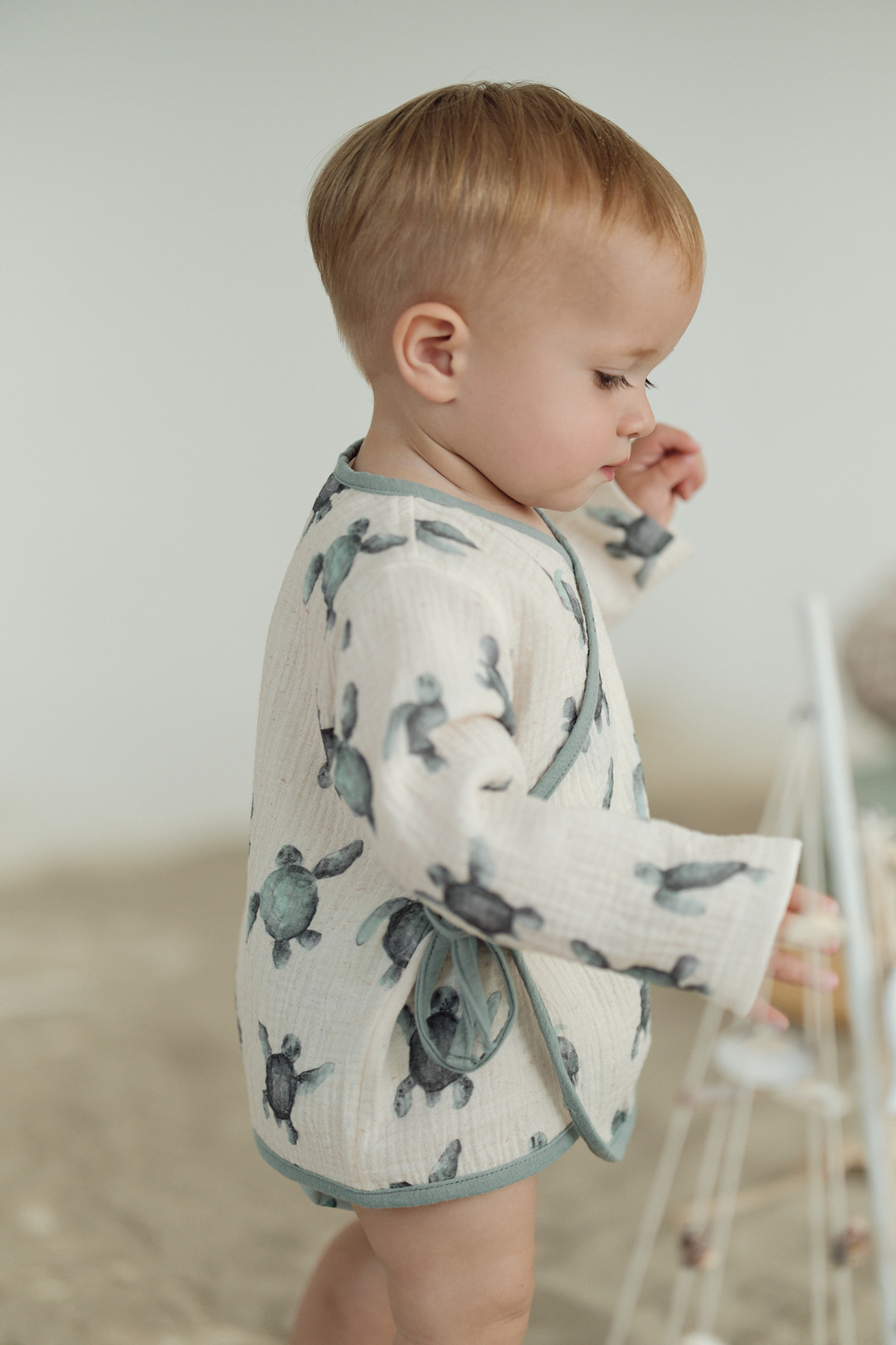 Children's kimono made of Turtle down muslin. New collection 