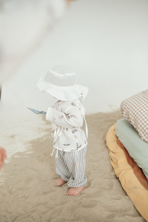Baby muslin pants, gray stripe. New collection 