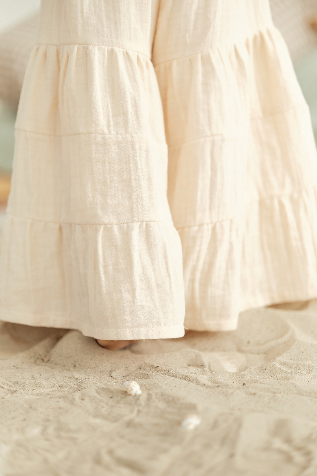 Beige muslin flared pants. New collection 